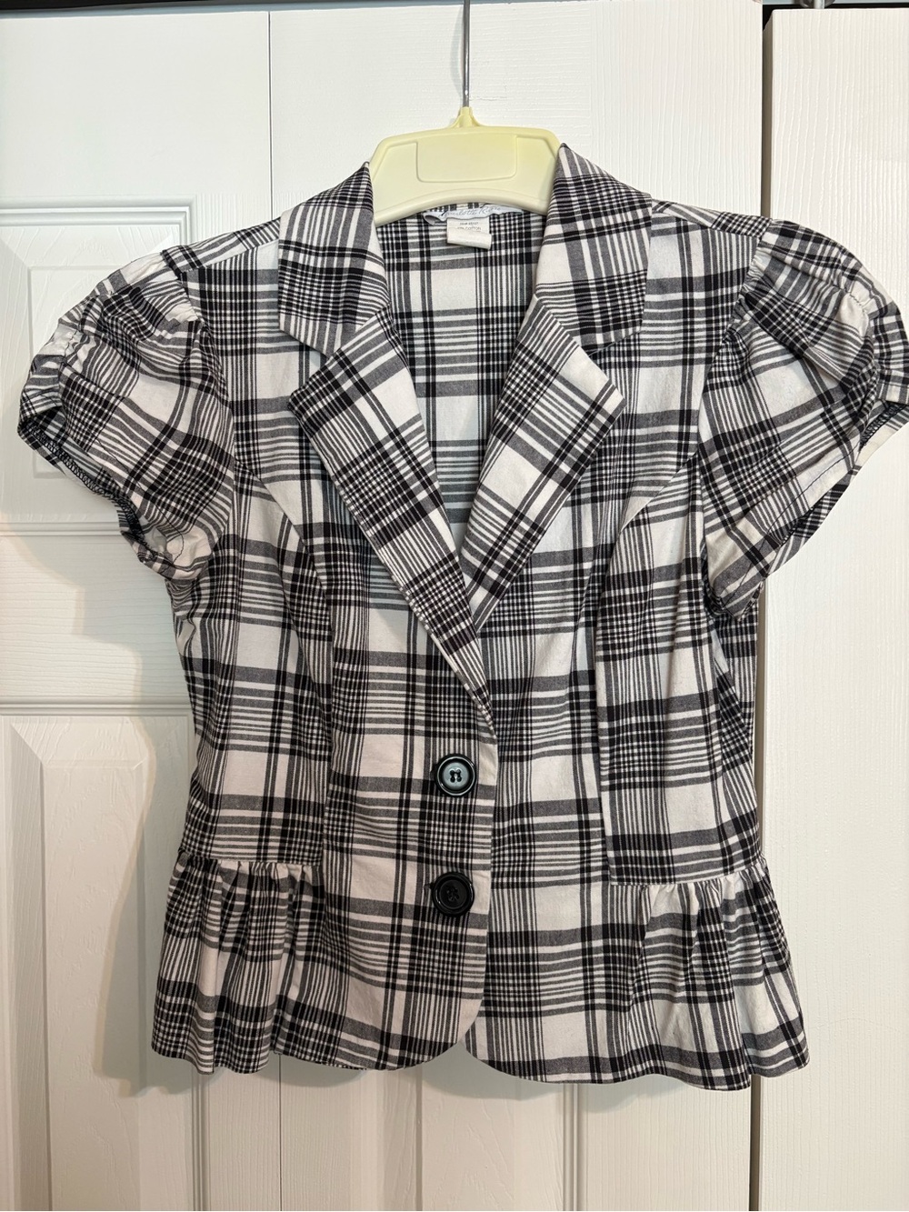 Charlotte Russe Black and White Plaid Short Sleeve Blazer - Picture 1 of 2